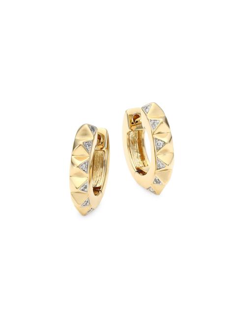 SYDNEY EVAN Women's 14K Yellow Gold & Diamond Mini Pyramid Huggie Hoops - Gold
