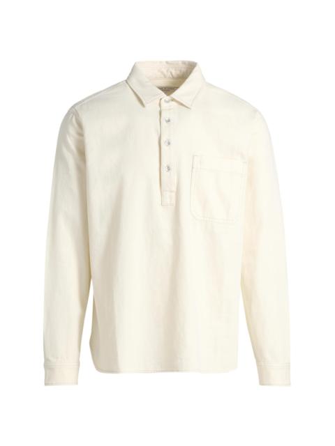 rag & bone Men's Denim Long-Sleeve Polo Shirt - Ecru