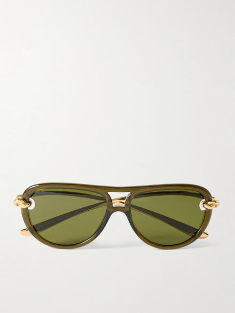 Bottega Veneta New Knot Aviator-style Acetate And Gold-tone Sunglasses