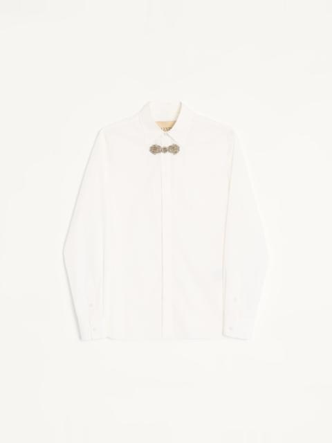 Valentino VALENTINO LONG-SLEEVED COTTON POPLIN SHIRT WITH EMBROIDERED FROG CLOSURE