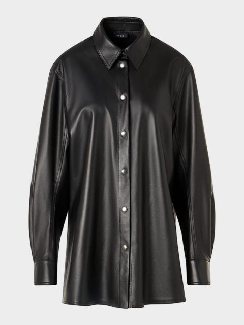 AKRIS Leather Button-Down Shirt