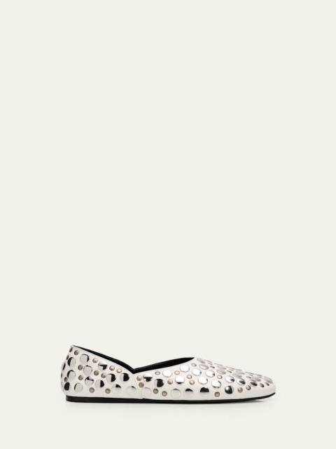 KHAITE Jane Studded Leather Ballerina Flats