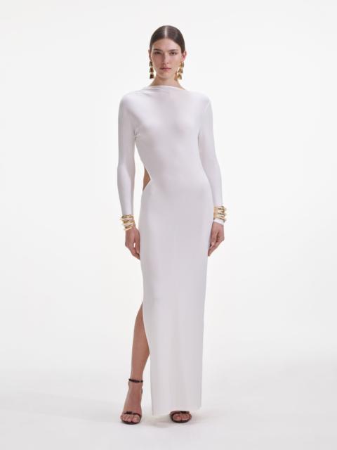 self-portrait White Jersey Gathered Midi Dress | REVERSIBLE