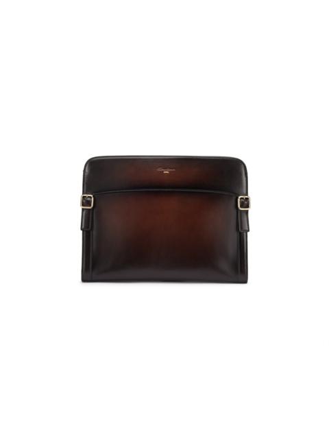 Santoni Dark brown leather pouch