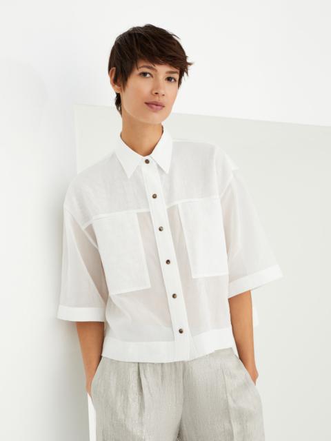 Cotton organza shirt with shiny tab