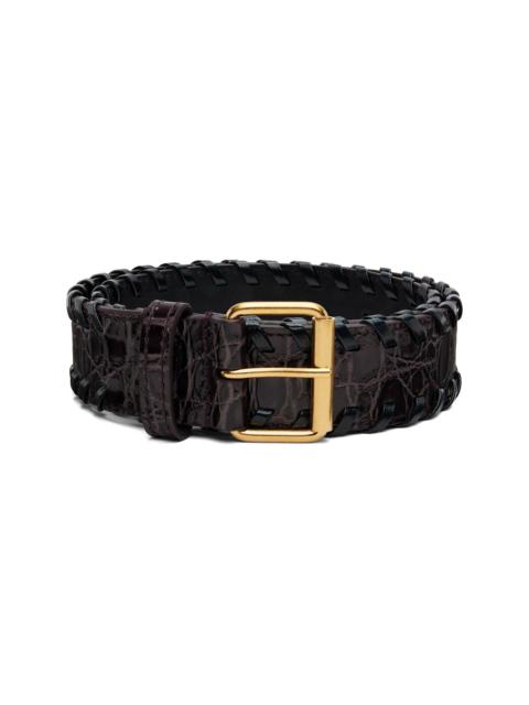 Dries Van Noten Brown Braided Leather Belt
