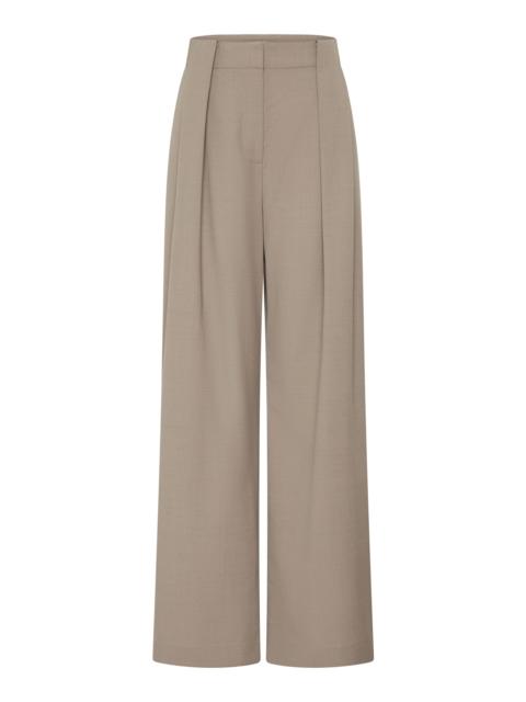 ST. AGNI Pleated Wool-Blend Wide-Leg Pants light grey