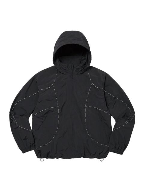 Supreme Logo Piping Hooded Track Jacket 'Black White' SUP-FW23-065