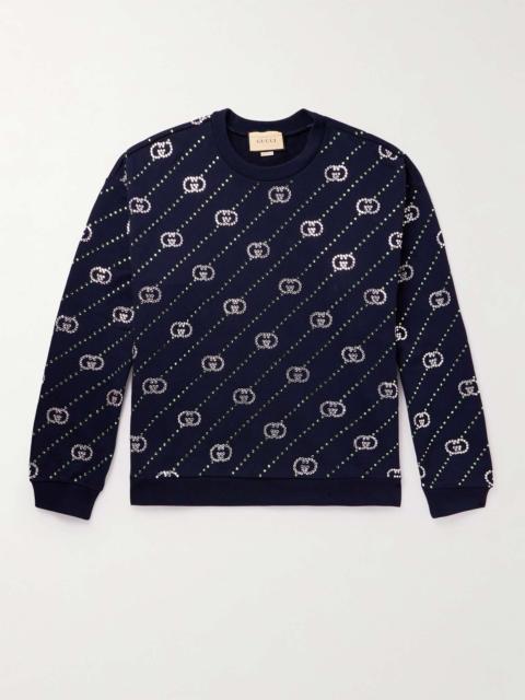 GUCCI Crystal-Embellished Cotton-Jersey Sweatshirt