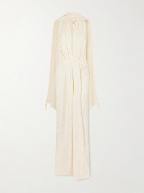 Johanna Ortiz Wildly Beautiful Tasseled Satin-jacquard Halterneck Maxi Dress