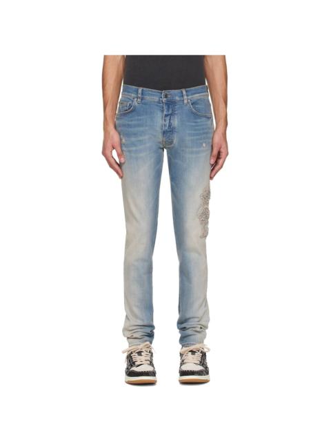AMIRI Blue MA Quad Applique Skinny Jeans