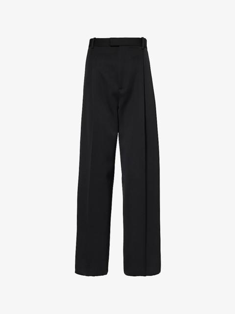 Poudre straight-leg high-rise wool trousers