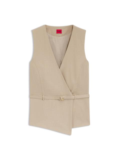HUGO BELTED REGULAR-FIT VEST IN COTTON AND HEMP