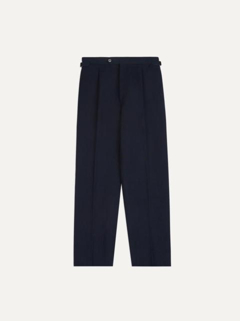 Drake's Navy Linen-Cotton Single-Pleat Trouser