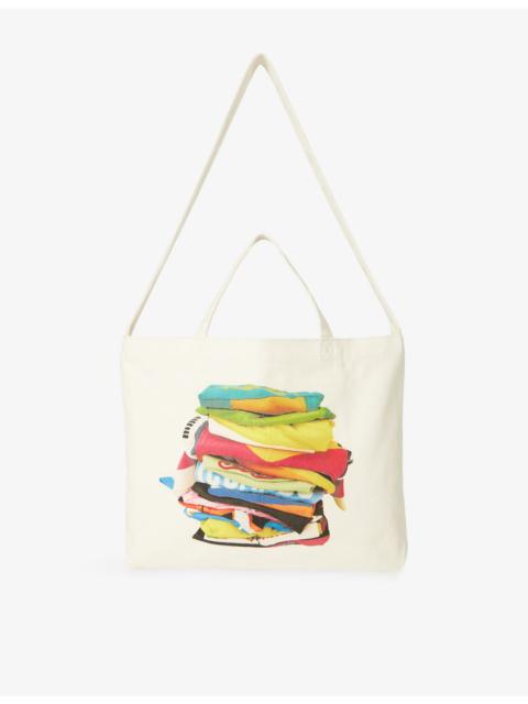 Paul Smith Dream Factory Cycling Stack Print Cotton-Canvas Tote Bag