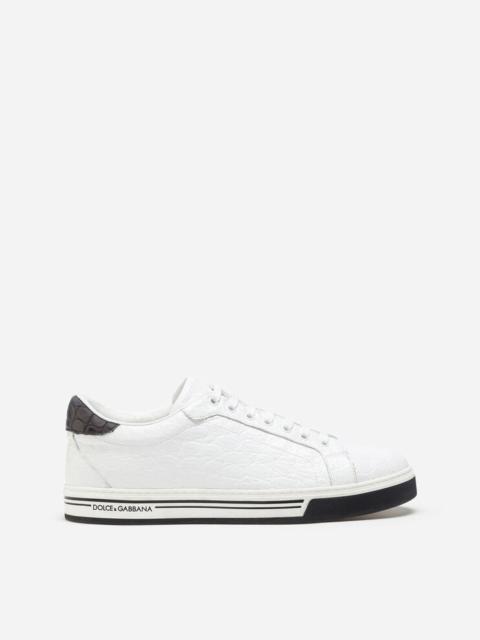 Hand-polished crocodile skin side Roma sneakers