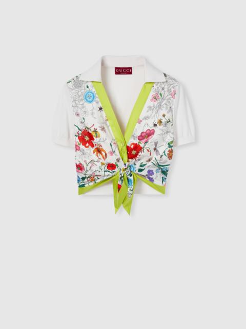 GUCCI Silk and cotton top with print