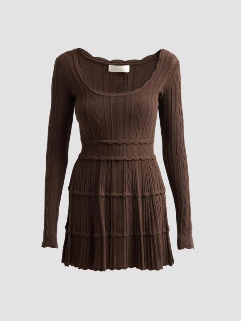 LoveShackFancy Women's Lunelle Pointelle Knit Mini Dress - Campfire Cacao