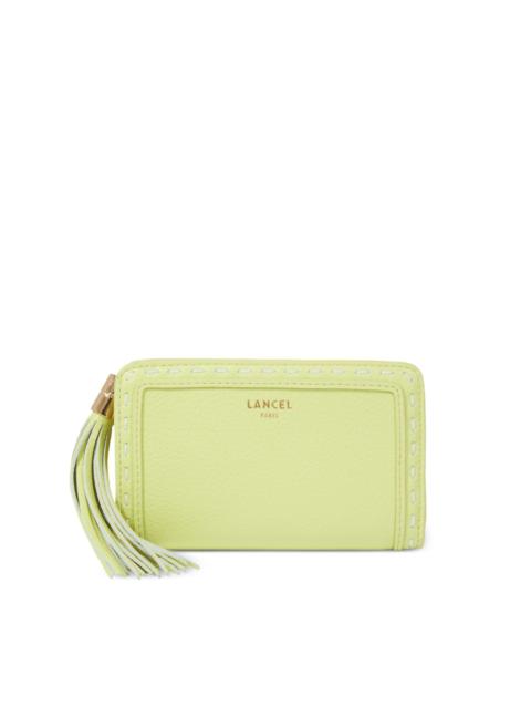LANCEL tassel zip leather wallet