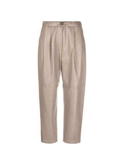 cropped tapered leather trousers