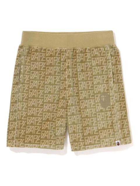 A BATHING APE® A Bathing Ape Logo Monogram Velour Shorts 'Beige' 1J30-153-011-BEG