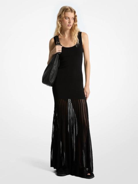 MICHAEL KORS Stretch Viscose Blend Sheer Maxi Dress