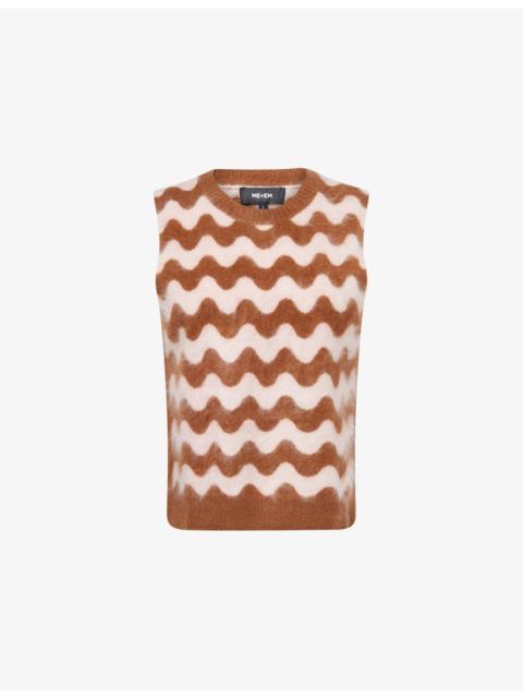 ME+EM Scallop-Pattern Brushed Cashmere Vest
