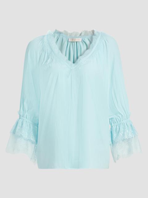 RAMY BROOK Women's Lilah Lace-Trim Top - Blue Breeze
