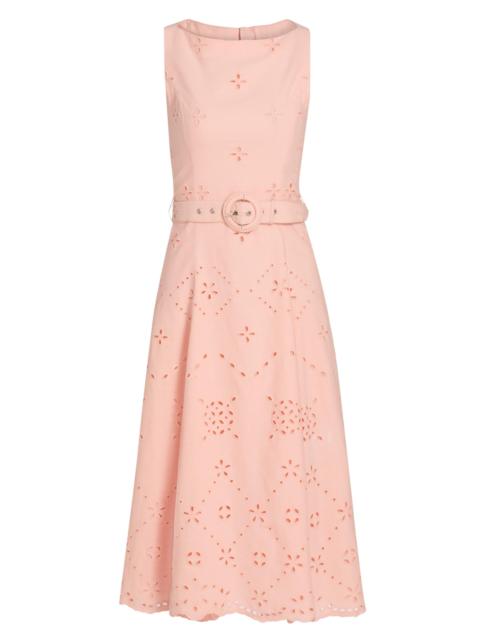 HEMANT & NANDITA Women's Eyelet Embroidered A-Line Midi-Dress - Peach