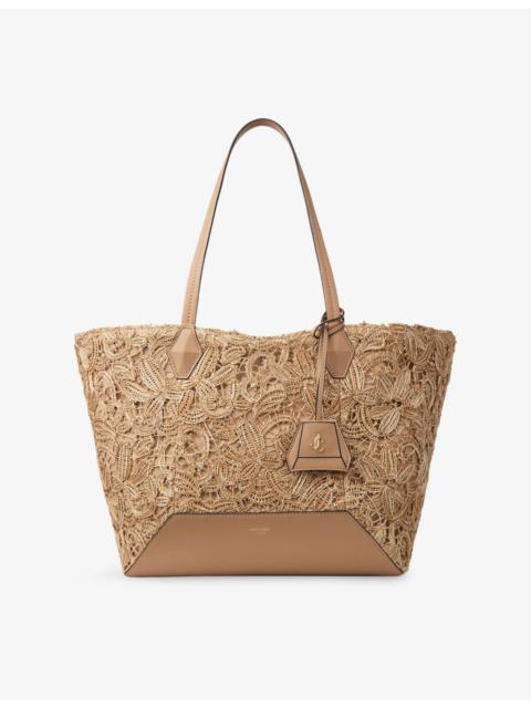 JIMMY CHOO Diamond Flower Woven Leather Tote Bag