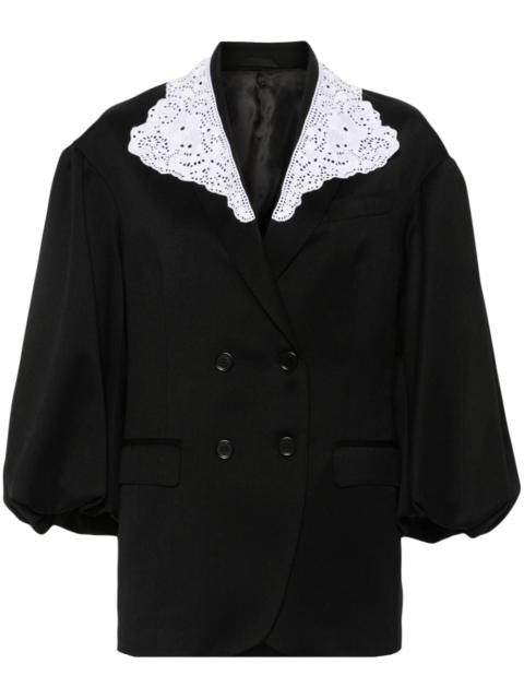 lace-appliquÃ© double-breasted blazer