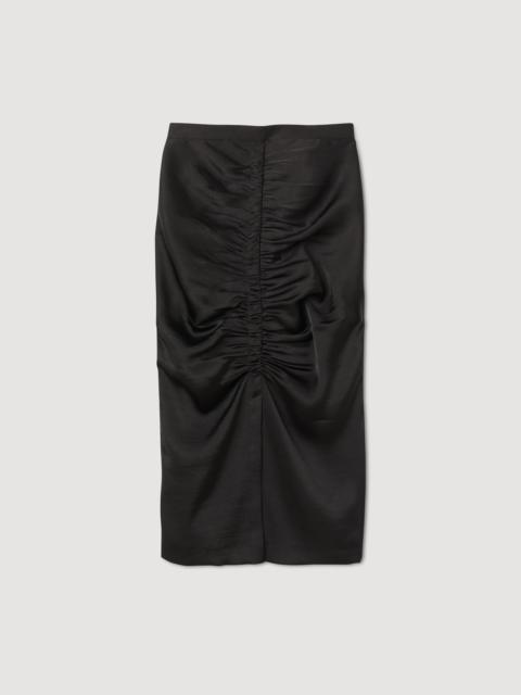 Sandro Satin-effect midi skirt