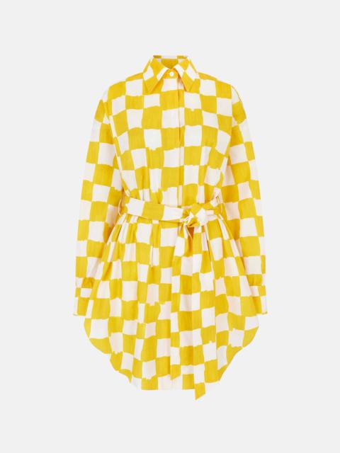 EMILIA WICKSTEAD Emilia Wickstead X Palm Heights Jalissa Top in Yellow and White Checkerboard Print Cotton