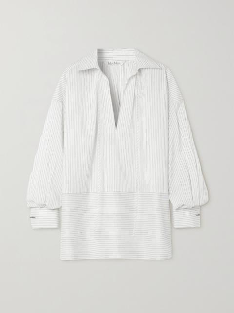 Max Mara Saletta oversized pinstriped cotton and silk-blend blouse White