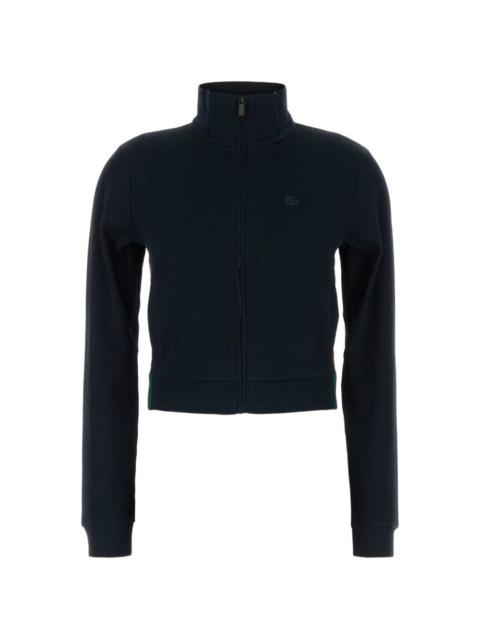 GUCCI rib cotton jersey zip sweatshirt with Web