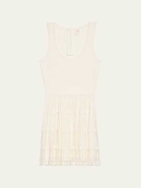 MILLY Ribbed Sheer-Knit Mini Dress