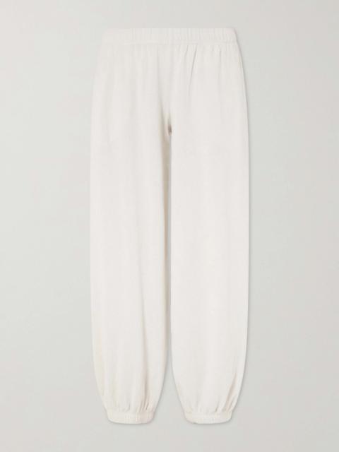 SUZIE KONDI Paxos cotton-blend terry track pants Ivory