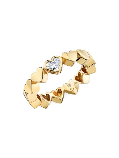 SYDNEY EVAN Women's Heart 14K Gold & Diamond Eternity Ring - Gold