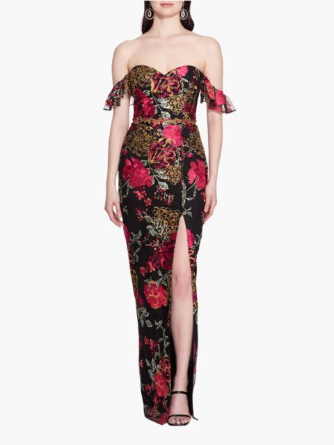 Marchesa COLUMN EMBROIDERED GOWN