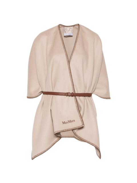 Max Mara logo-embroidered wool poncho