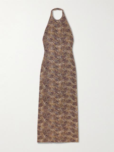 TOVE Colette Zebra-print Crepe Halterneck Midi Dress