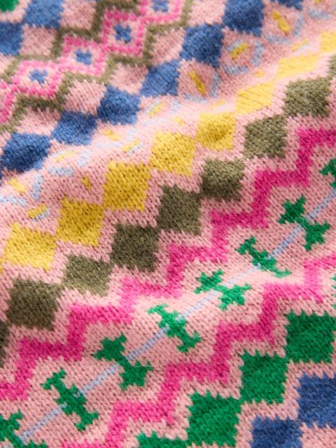 BODEN Edie Fair Isle Sweater-Pink, Geo Fair Isle