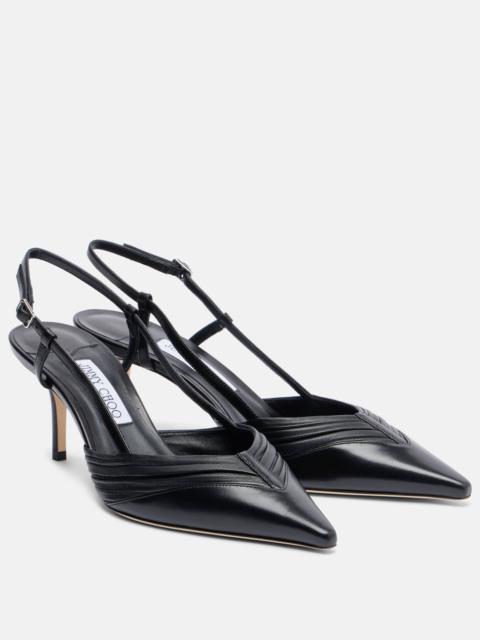 JIMMY CHOO Afia 65 leather slingback pumps