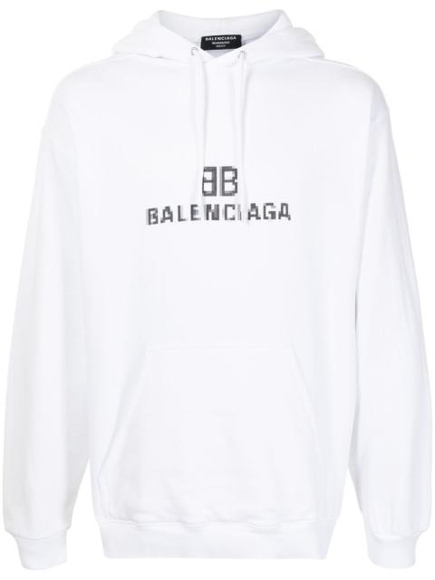 BALENCIAGA pixel logo-print drawstring hoodie