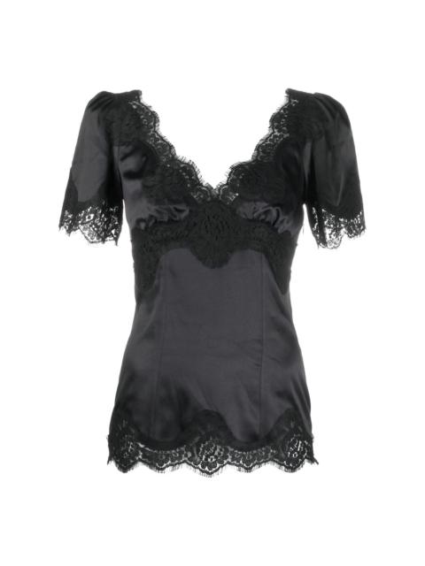 Lace-trim Satin Top