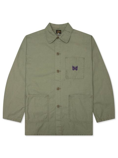 NEEDLES REVERSED SATEEN COVERALL JACKET - OLIVE