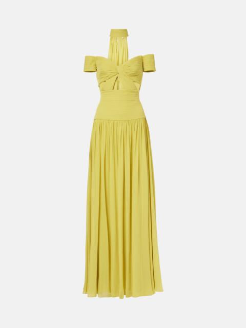 ELIE SAAB Draped cutout silk gown