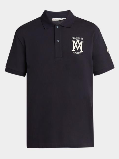 Moncler Men's Cotton Archive Logo Polo Shirt