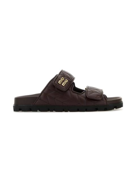 Miu Miu Chocolate Nappa Leather Slippers