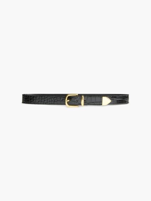 BRANDON MAXWELL The Classic Croc Belt in Black and Gold